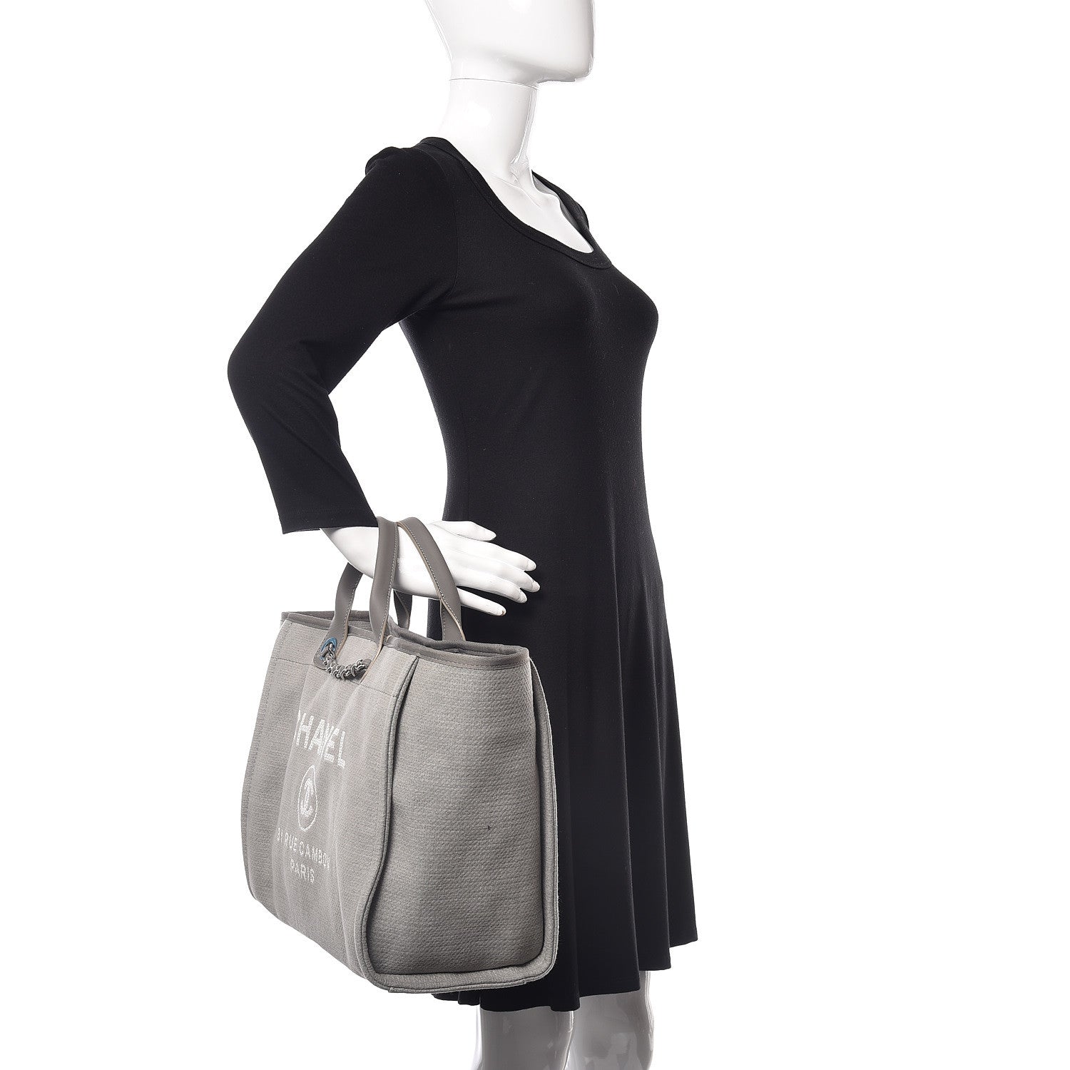 Chanel Canvas Large Deauville Tote Grey 3 of 11