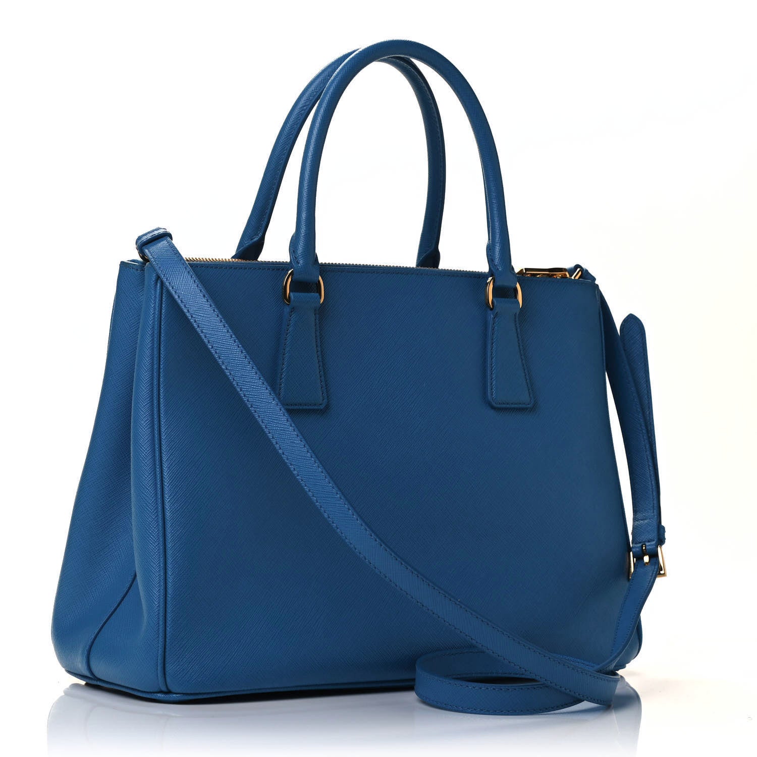 Prada Saffiano Medium Galleria Double Zip Tote Sea Blue 3 of 9