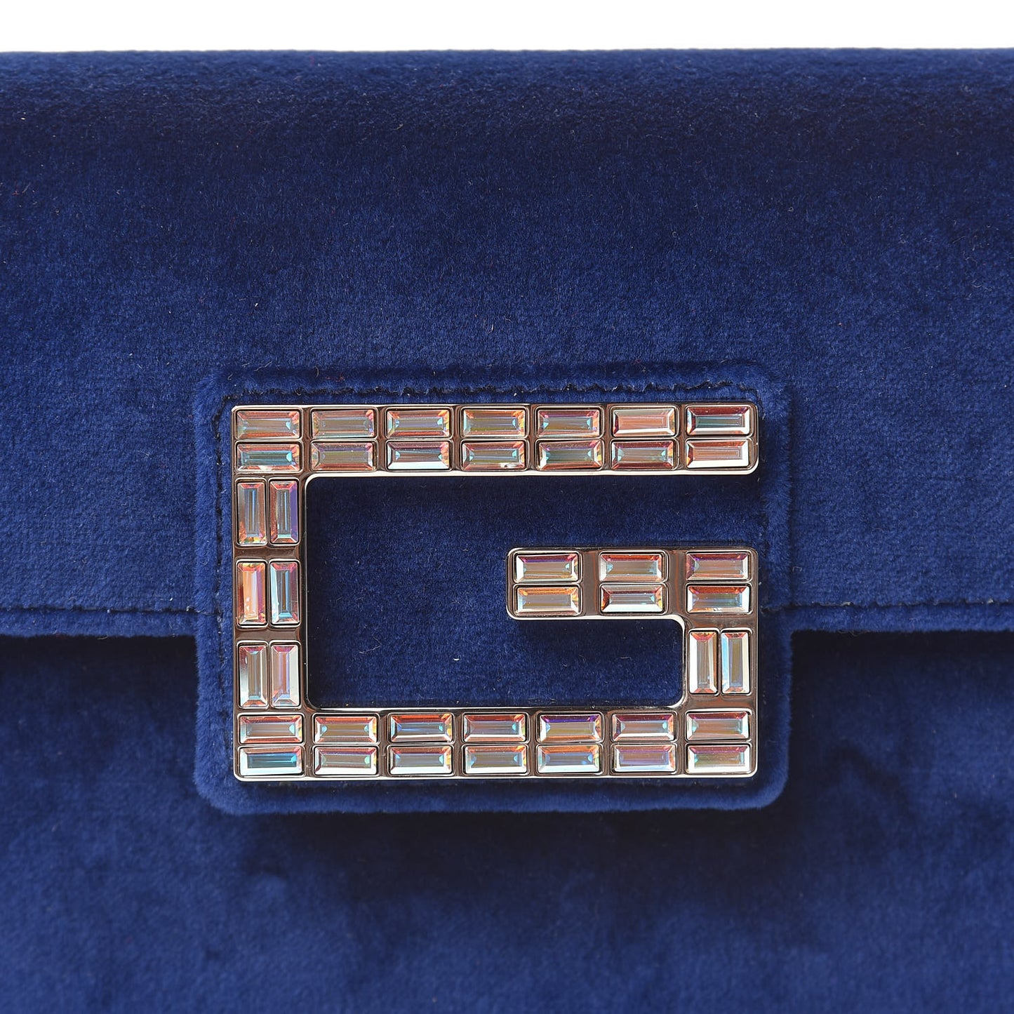 Velvet Crystal Square G Shoulder Bag Cobalt Blue