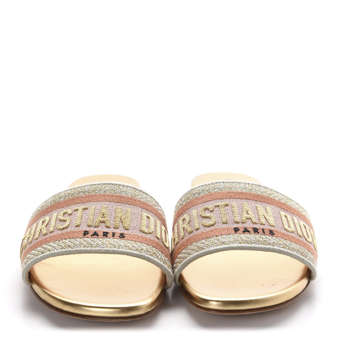 Cotton Embroidered Dway Mules Slide Sandals 37.5 Platinum