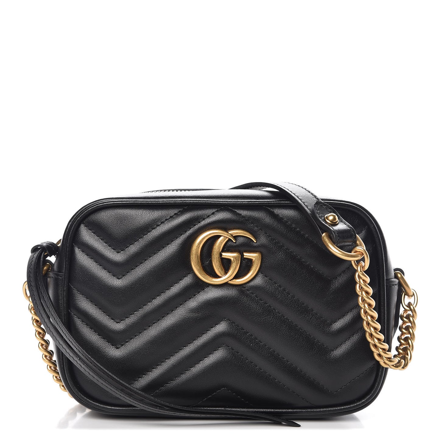 Calfskin Matelasse Mini GG Marmont Chain Shoulder Bag Black
