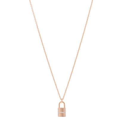 Hermes 18K Rose Gold Diamond Amulettes Cadenas Pendant Necklace 1 of 4