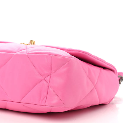 Chanel Lambskin Quilted Large Chanel 19 Flap Neon Pink 9 of 9