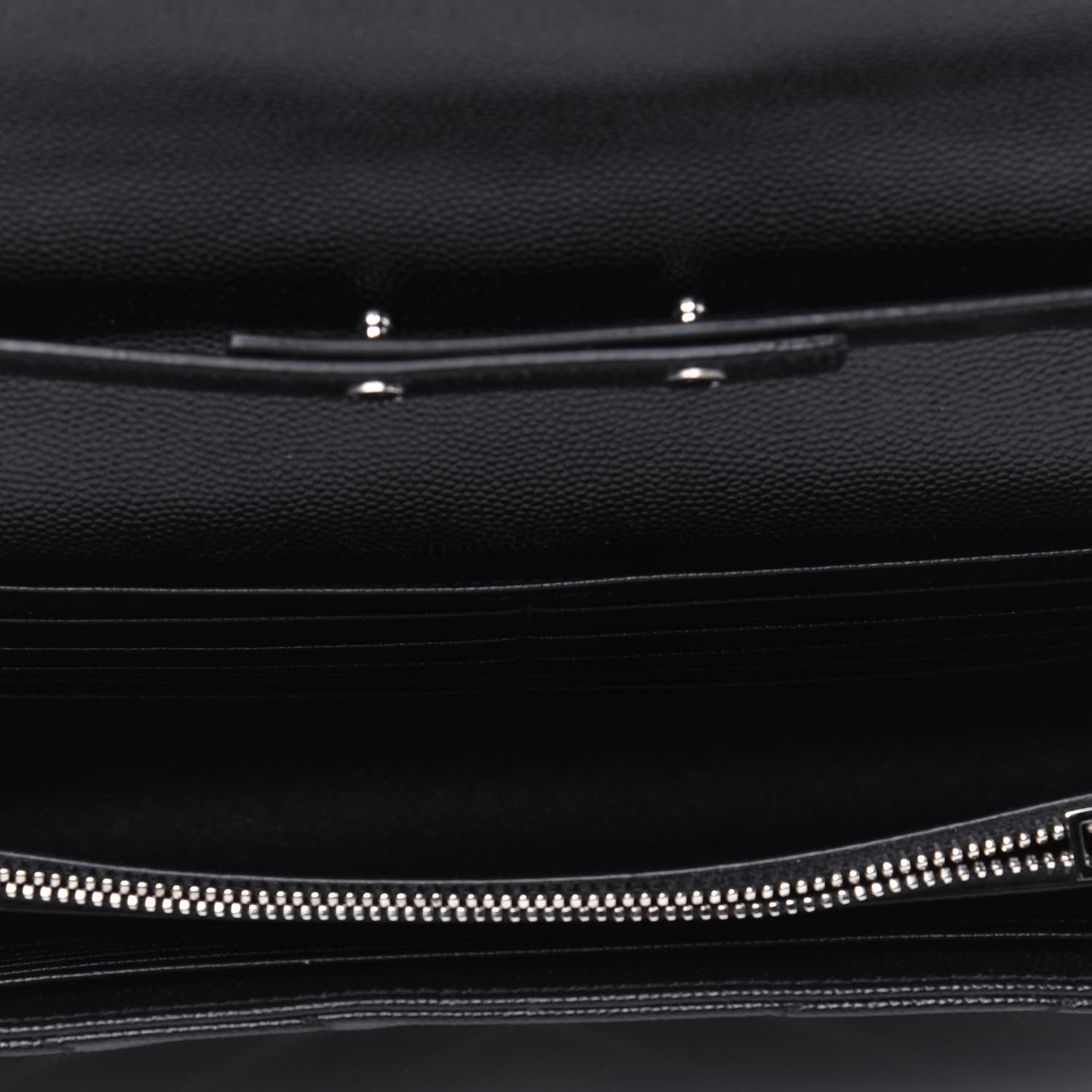 Saint Laurent Grain De Poudre Matelasse Chevron Monogram Chain Wallet Black 5 of 11