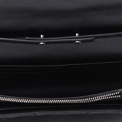 Saint Laurent Grain De Poudre Matelasse Chevron Monogram Chain Wallet Black 5 of 11