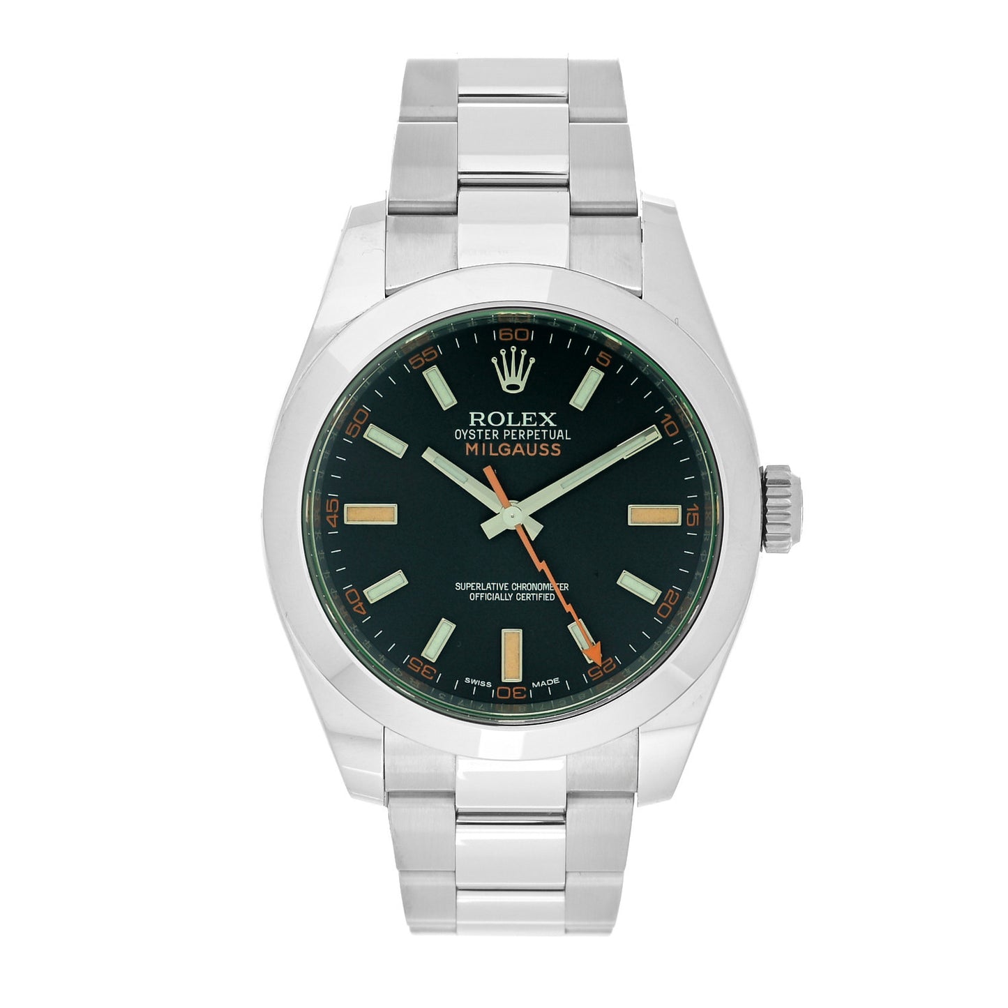 Stainless Steel 40mm Oyster Perpetual Milgauss Watch Black Dial 116400GV