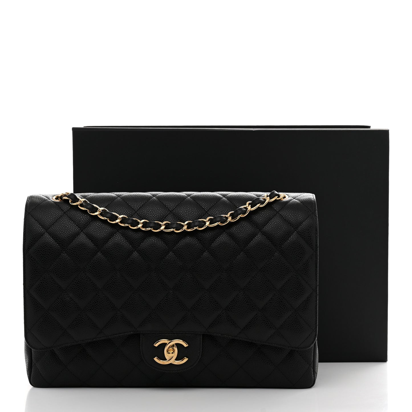 Caviar Quilted Maxi Double Flap Black