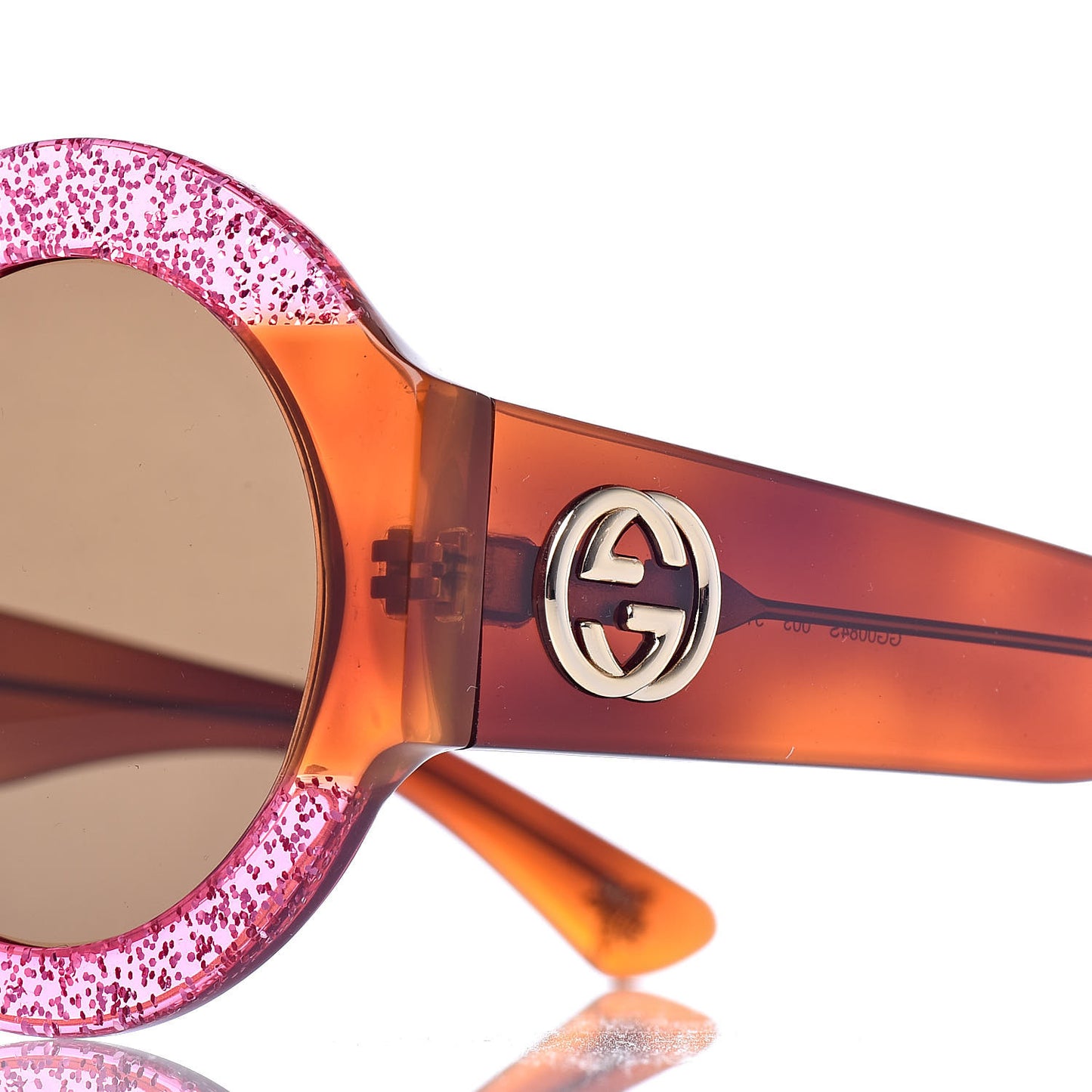 Acetate Round GG0084S Sunglasses Glitter Fuchsia