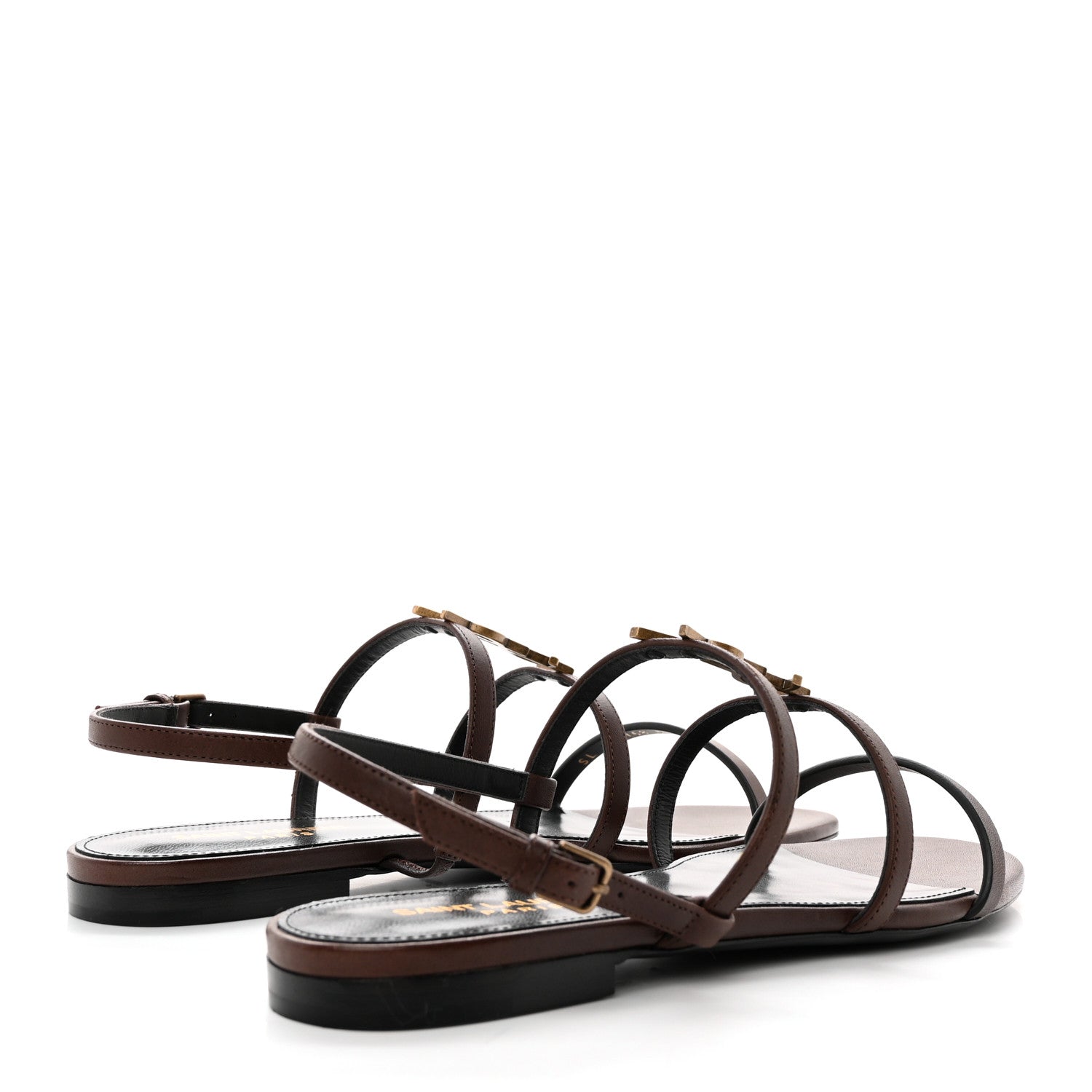 Saint Laurent Calfskin Cassandra Monogram Sandals 38 Moro 4 of 13