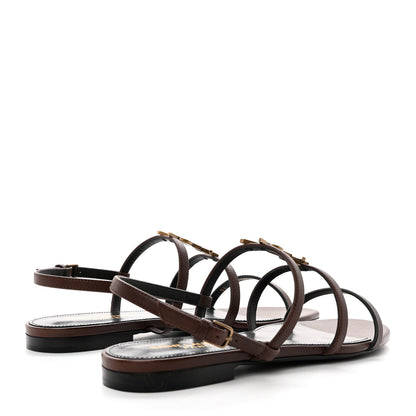 Saint Laurent Calfskin Cassandra Monogram Sandals 38 Moro 4 of 13