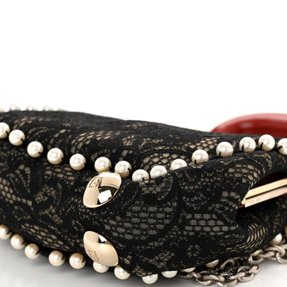 Fendi Lace Pearl Mink Fur Neve Evening Bag Black 9 of 11
