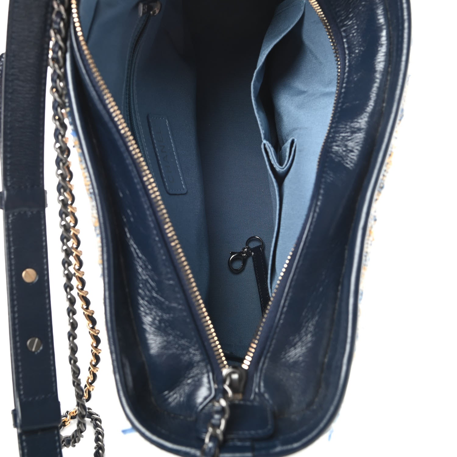 Chanel Tweed Calfskin Medium Gabrielle Hobo Blue 5 of 11