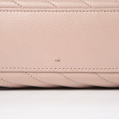 Saint Laurent Grain De Poudre Matelasse Chevron Large Monogram Satchel Rose Antic 11 of 20