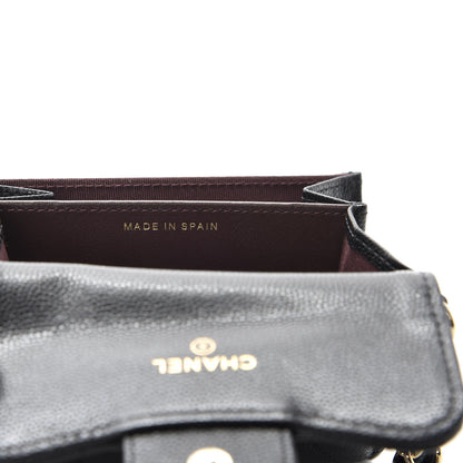 Chanel Caviar Quilted Flap Card Holder Chain Wristlet Black 7 of 9