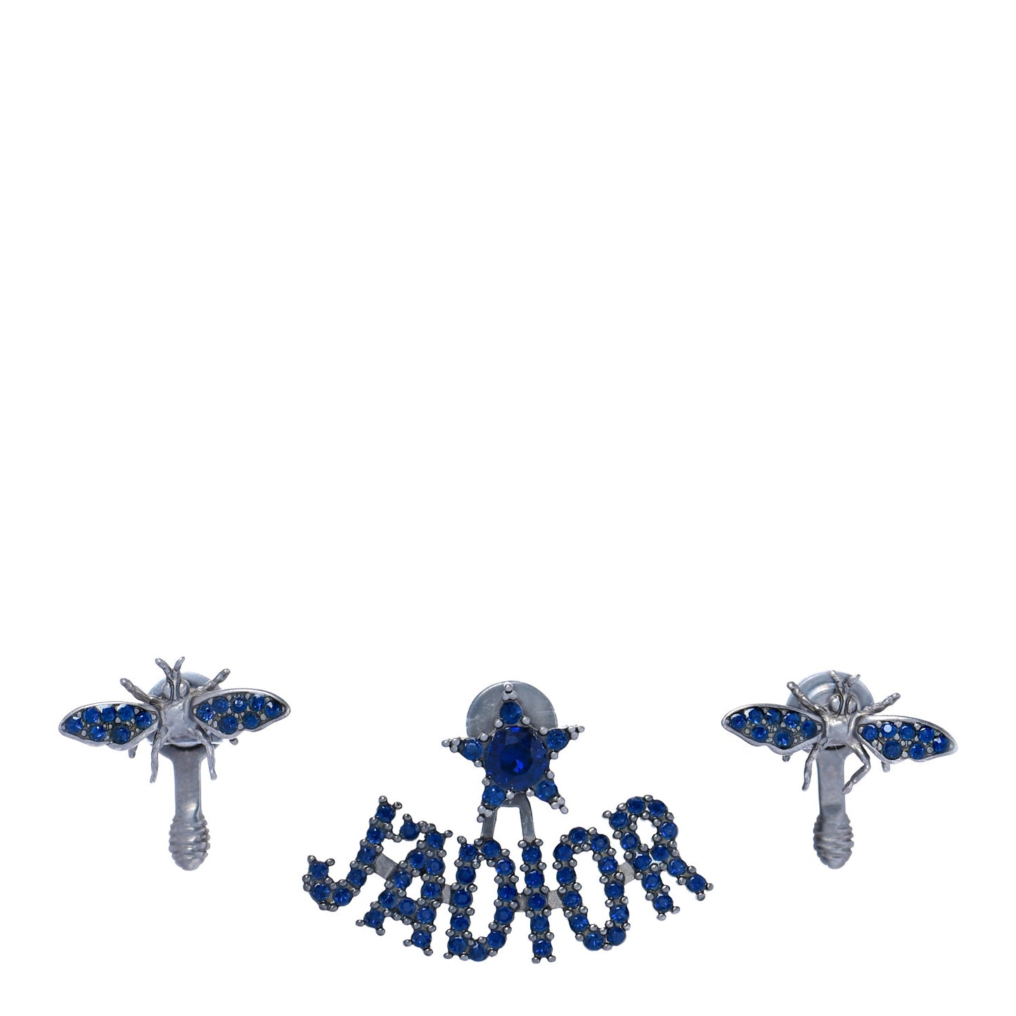 Palladium Crystal J'adior Earrings Blue