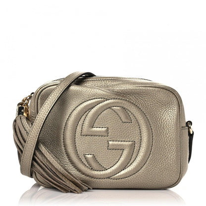 Gucci Metallic Pebbled Calfskin Small Soho Disco Bag Golden Beige 1 of 12