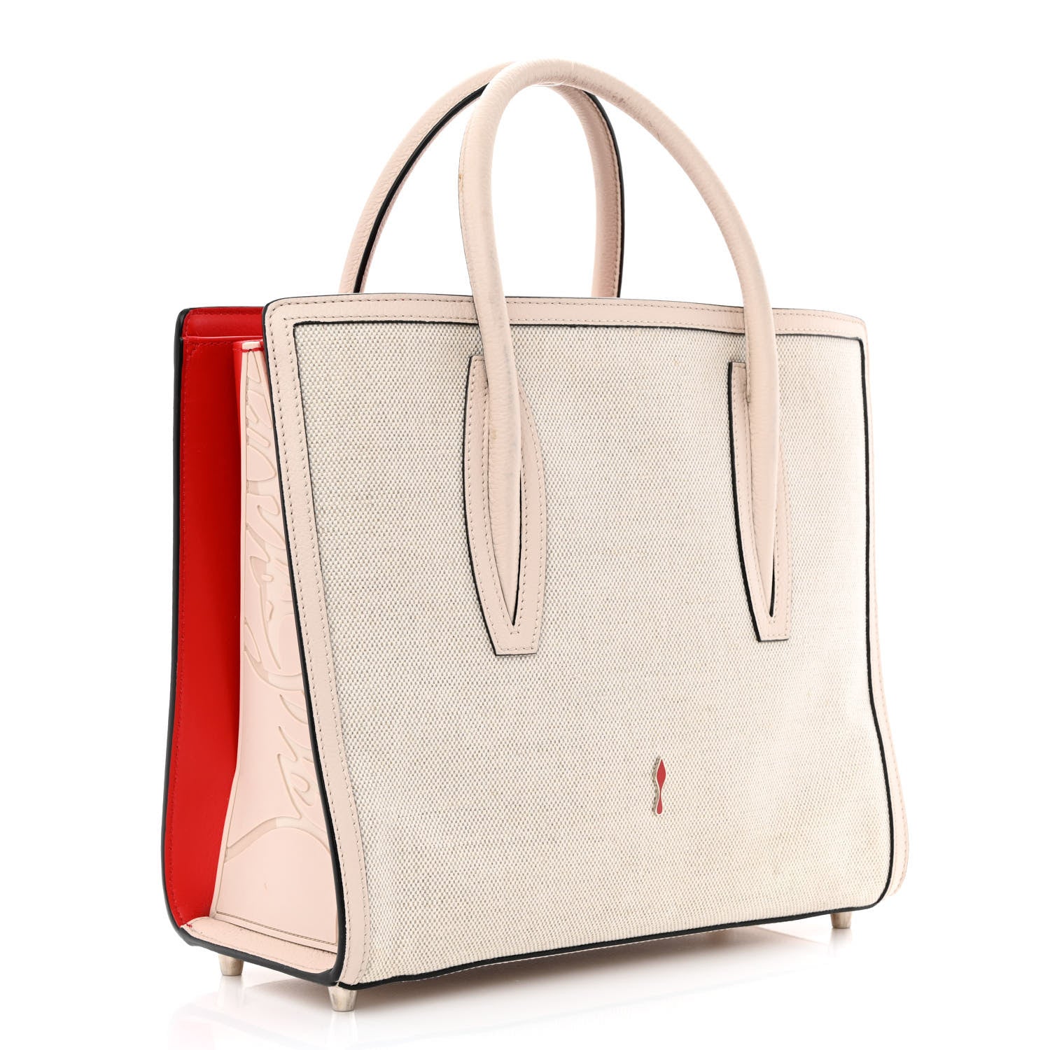 Christian Louboutin Canvas Spikes Loubinthesky Medium Paloma Ivory 2 of 18