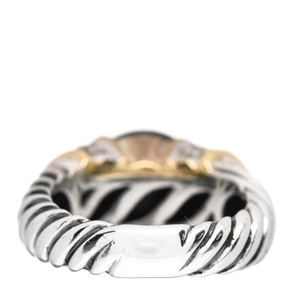 David Yurman Sterling Silver 18K Yellow Gold Diamond Black Onyx 10mm Cable Capri Ring 54 6.75 4 of 5