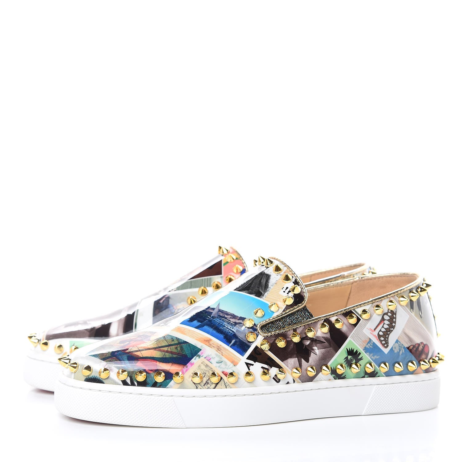 Christian Louboutin Patent Studded Womens Pik Boat Flat Loafers 36.5 Multicolor 3 of 9
