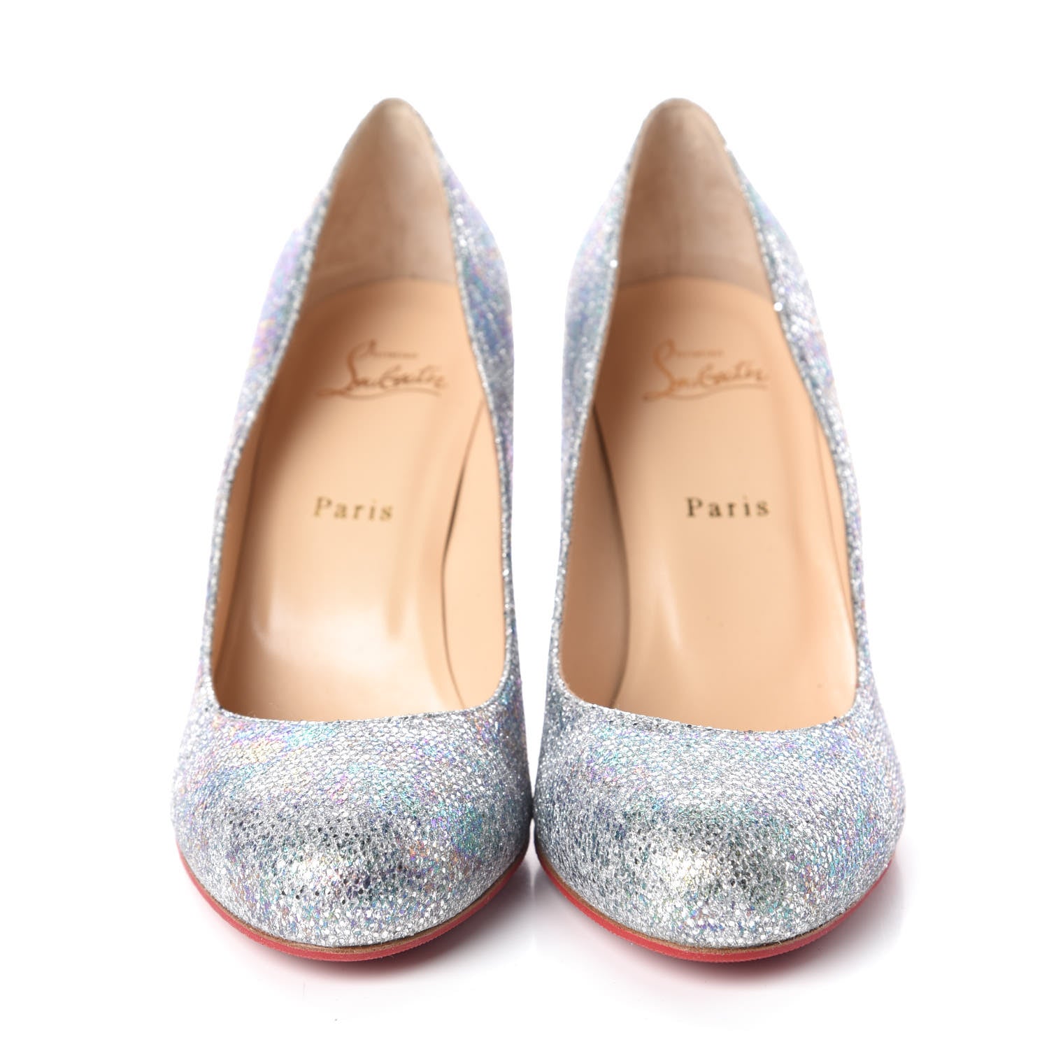Christian Louboutin Glitter Canvas 100 Pumps 39.5 Silver 2 of 9