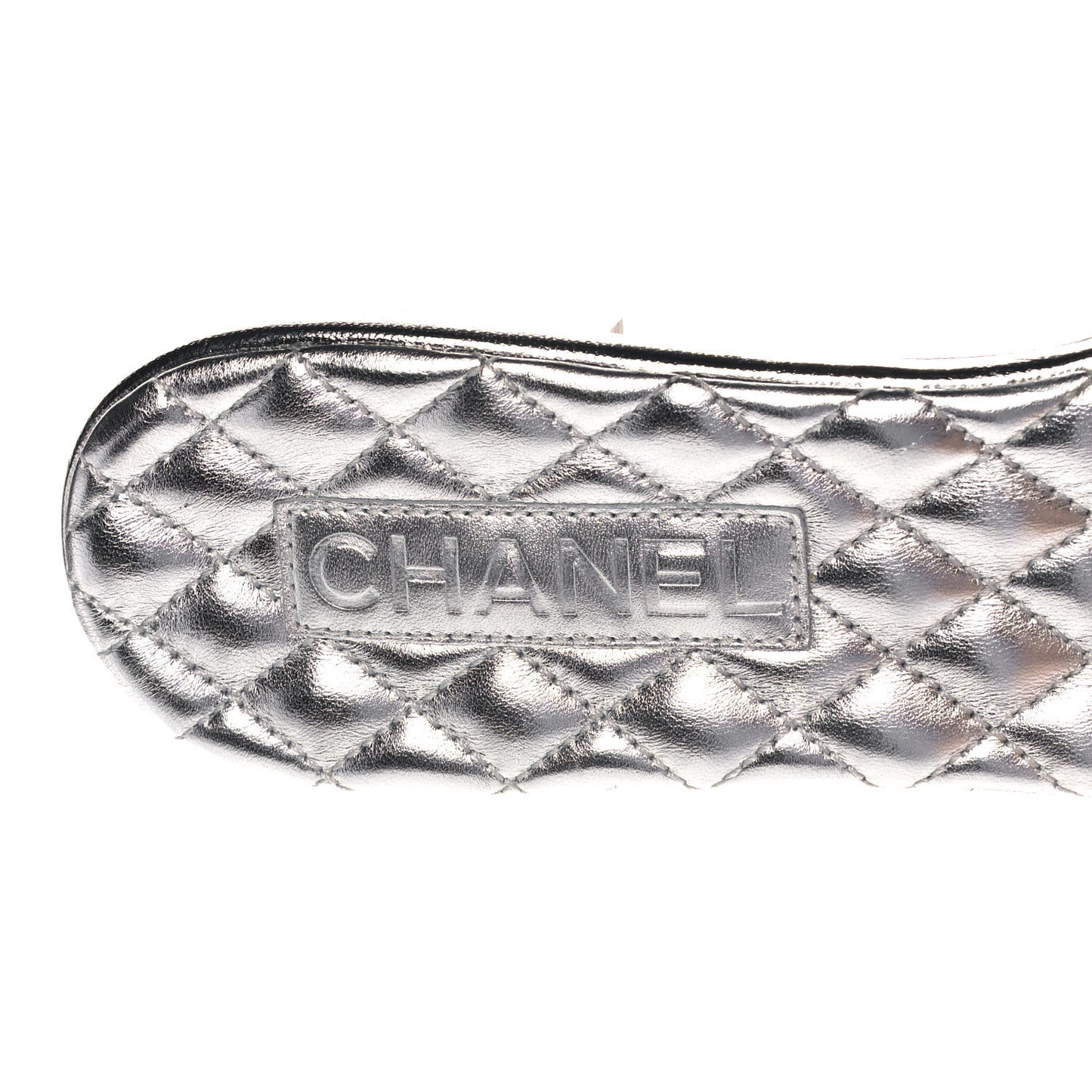 Metallic Calfskin Flat Sandals 40 Silver