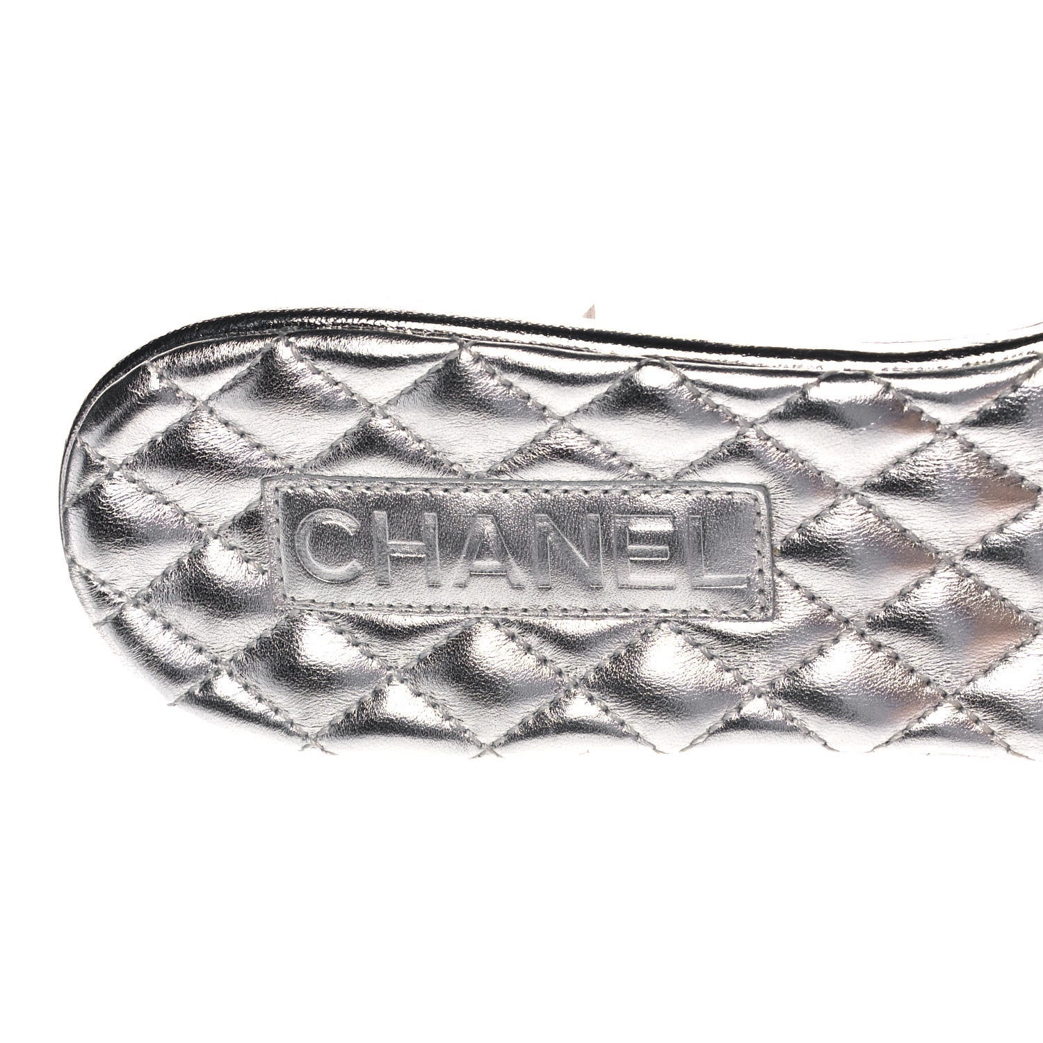 Chanel Metallic Calfskin Flat Sandals 40 Silver 8 of 10
