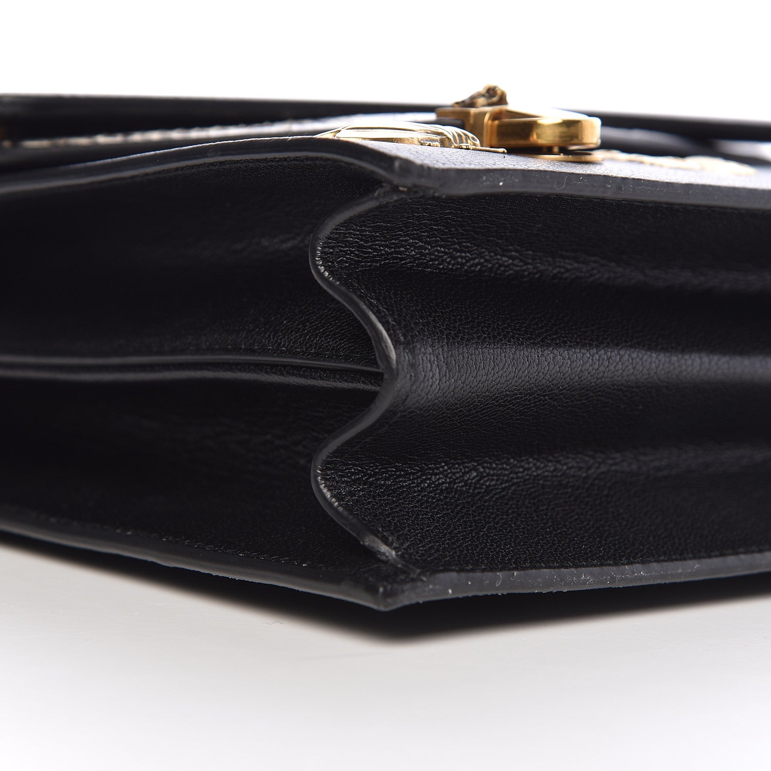 Gucci Calfskin Snakeskin Studded Medium Ottilia Top Handle Bag Black 12 of 13