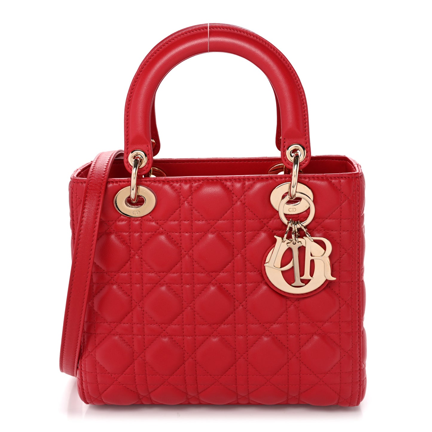 Lambskin Cannage Medium Lady Dior Red