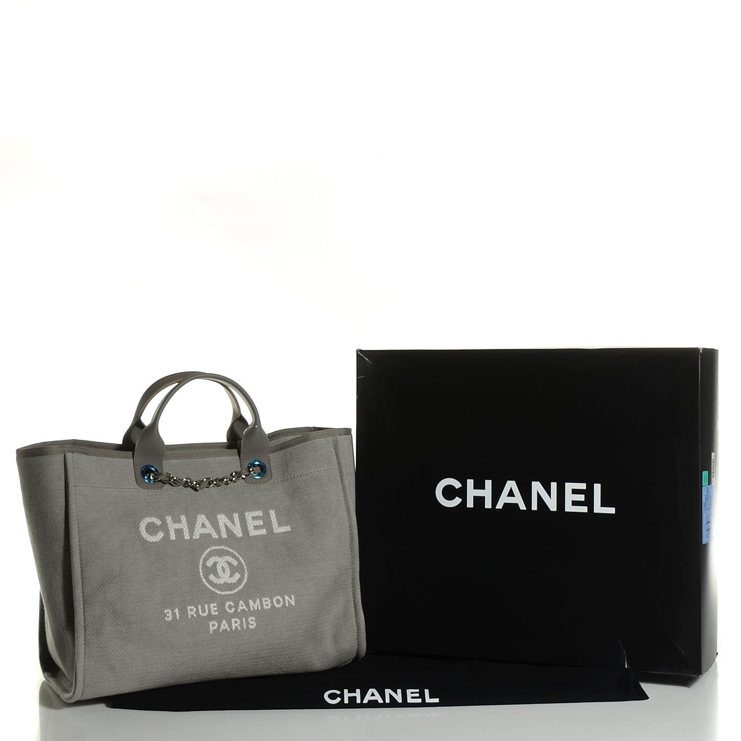 Chanel Canvas Deauville Large Tote Grey 5 of 8