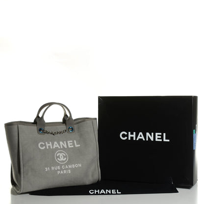 Chanel Canvas Deauville Large Tote Grey 5 of 8