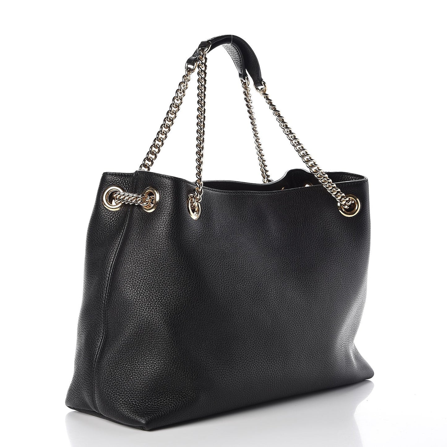 Pebbled Calfskin Medium Soho Chain Shoulder Bag Black