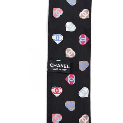 Chanel Silk Heart CC Slim Bandeau Scarf Black 2 of 3