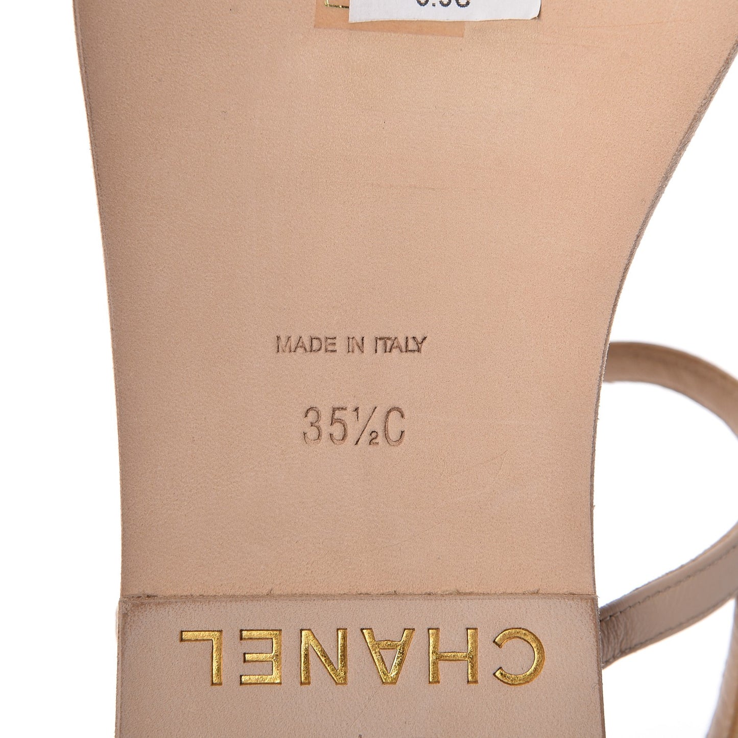 Lambskin Chain Thong Sandals 35.5 Beige