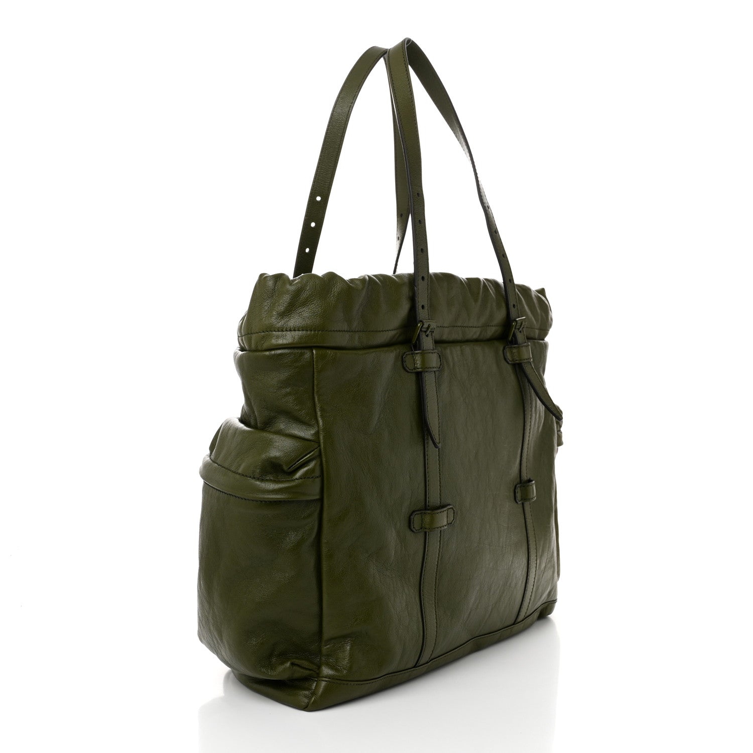 Gucci Piuma Lux Energy Monochrome Double G Drawstring Tote Military Wood 3 of 12