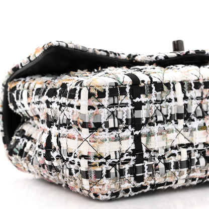 Chanel Tweed Quilted Mini Rectangular Flap White Black Multicolor 9 of 11