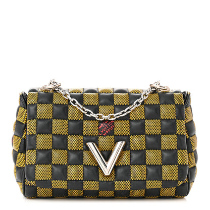 Louis Vuitton Calfskin Damier Twist Shoulder Bag BB Black Yellow 1 of 11
