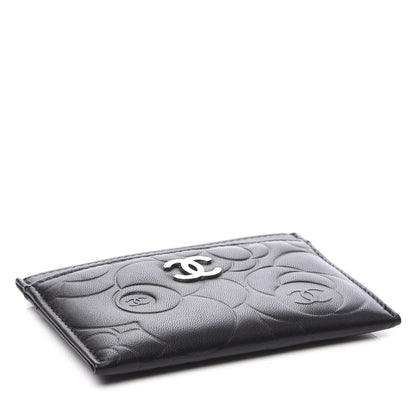 Chanel Lambskin Camellia Embossed Card Holder Black 3 of 10
