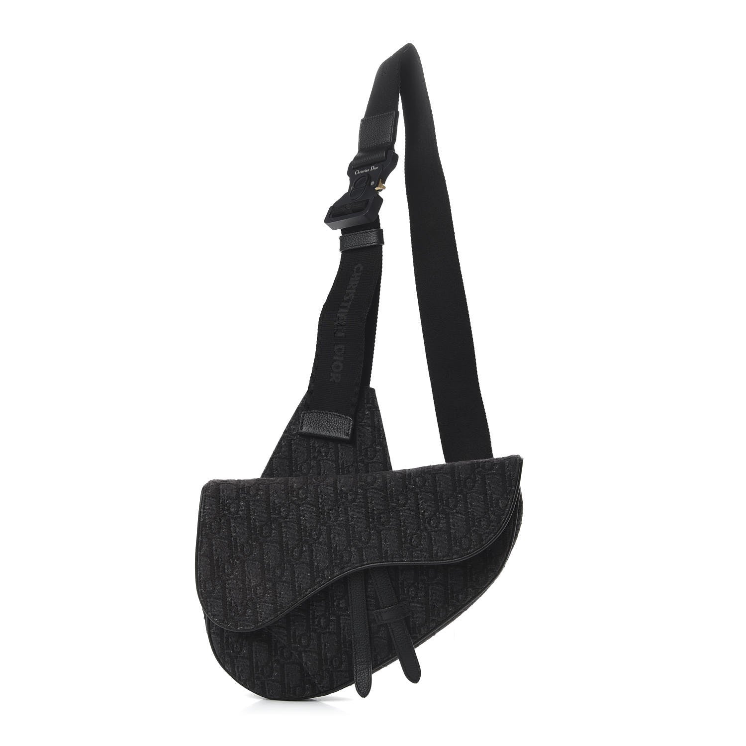 Christian Dior Oblique Mens Saddle Bag Black Blue 1 of 8