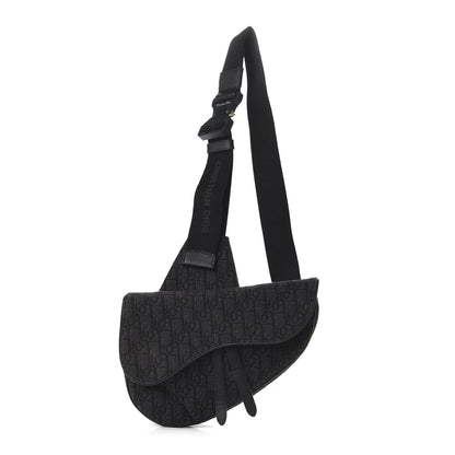 Christian Dior Oblique Mens Saddle Bag Black Blue 1 of 8