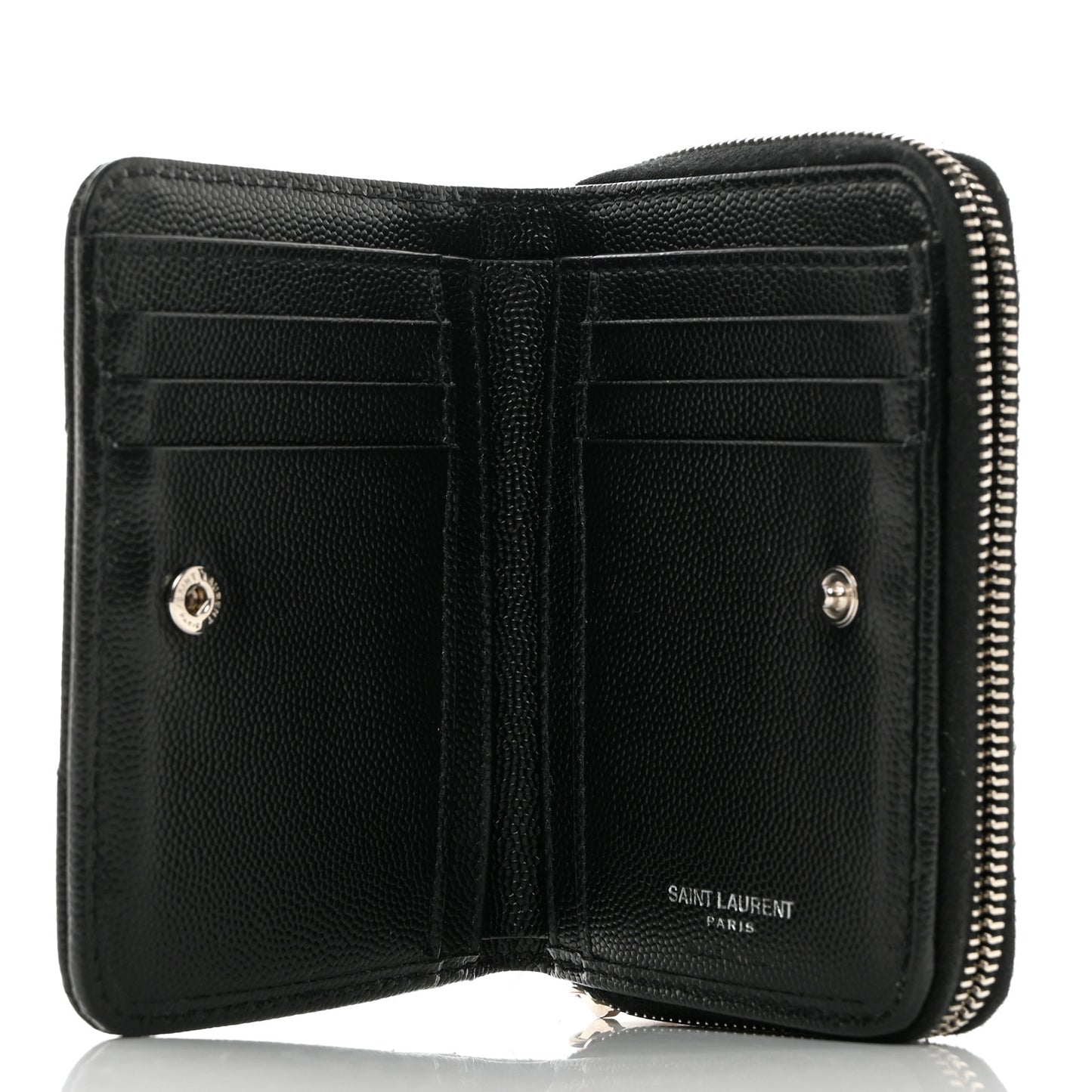 Grain De Poudre Matelasse Chevron Monogram Compact Zip Around Wallet Black