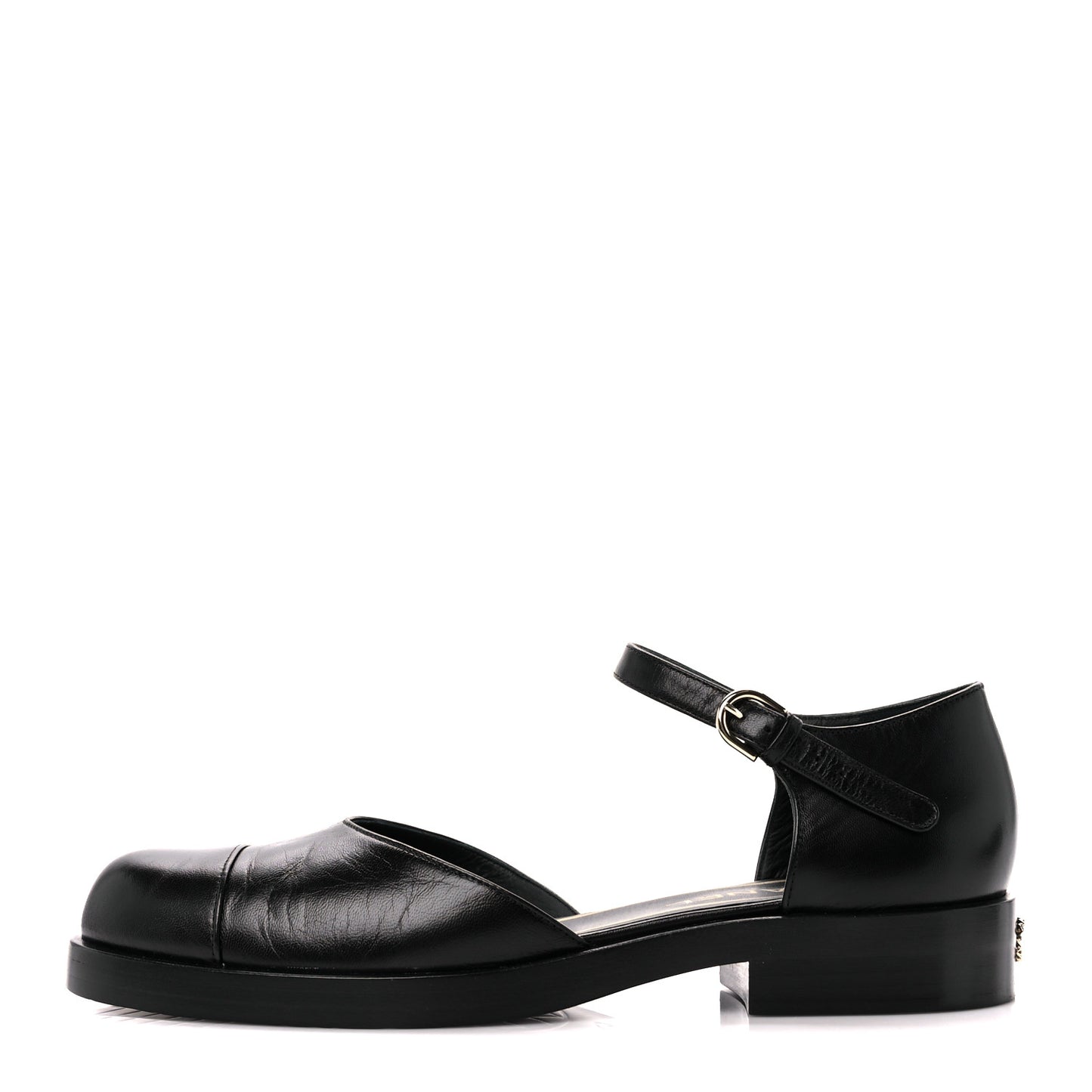 Shiny Goatskin Mary Jane Flats 40 Black