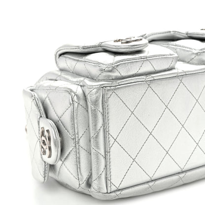 Chanel Metallic Lambskin Quilted Trendy Pockets Hobo Silver 9 of 10