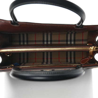 Burberry Calfskin Vintage Check Small Two Handle Title Bag Black 5 of 7