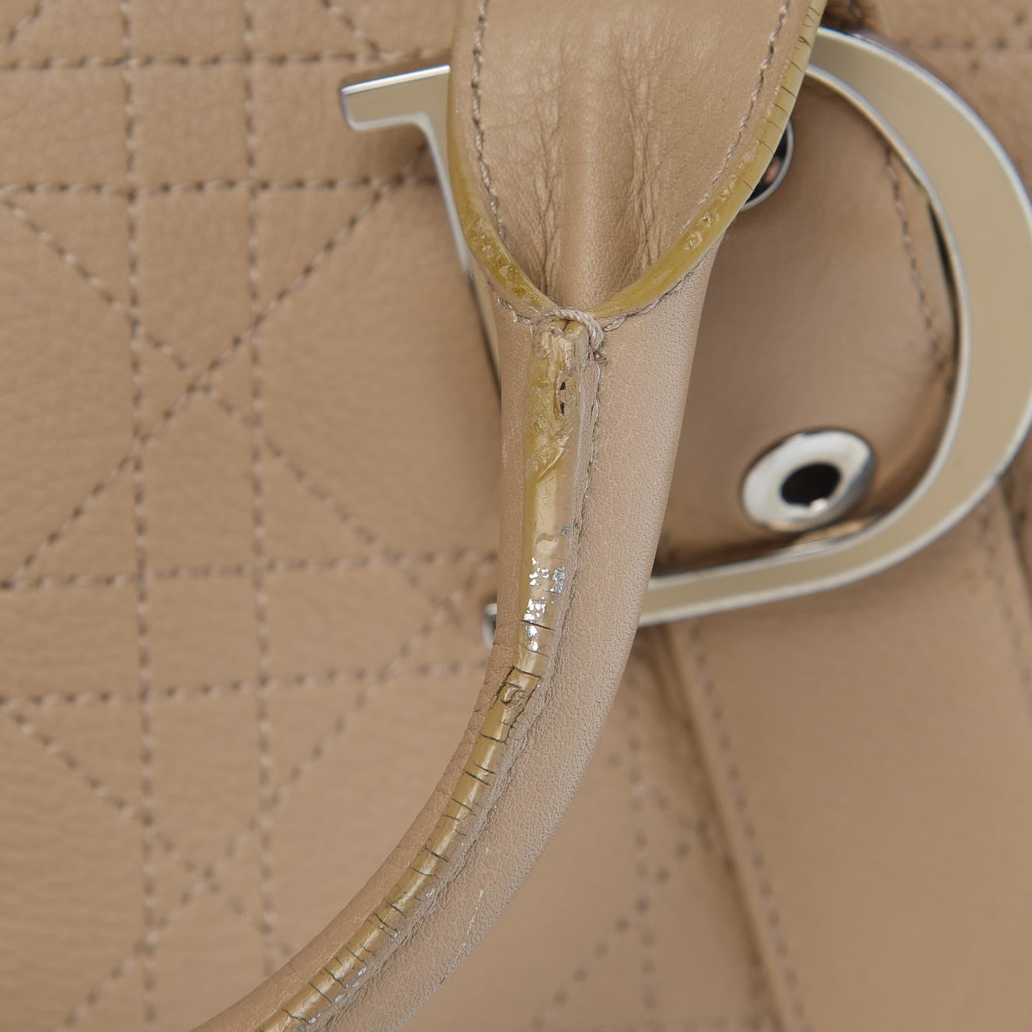 Christian Dior Calfskin Cannage Handbag Camel 12 of 20