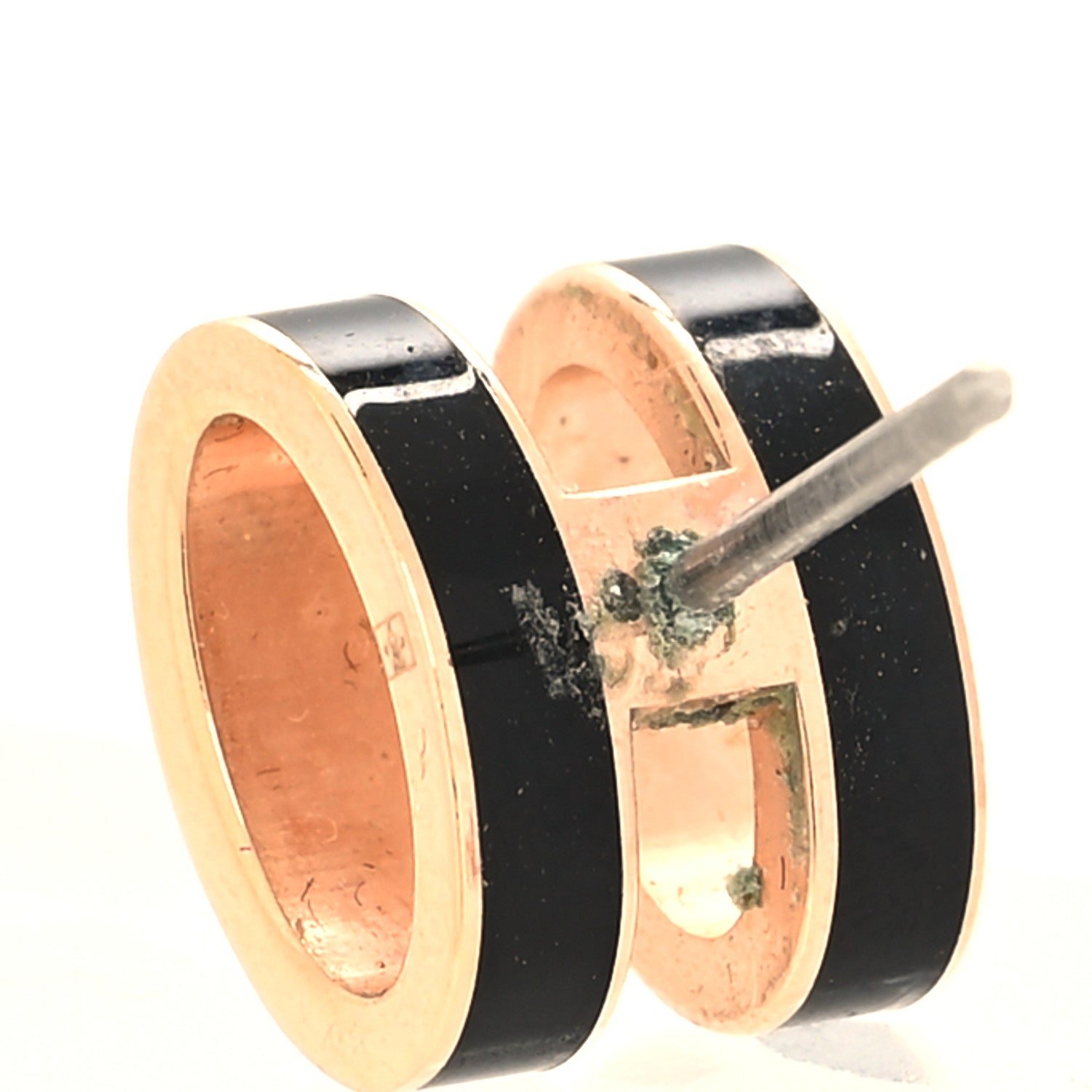 Hermes Rose Gold Lacquered Pop H Earrings Black 6 of 6