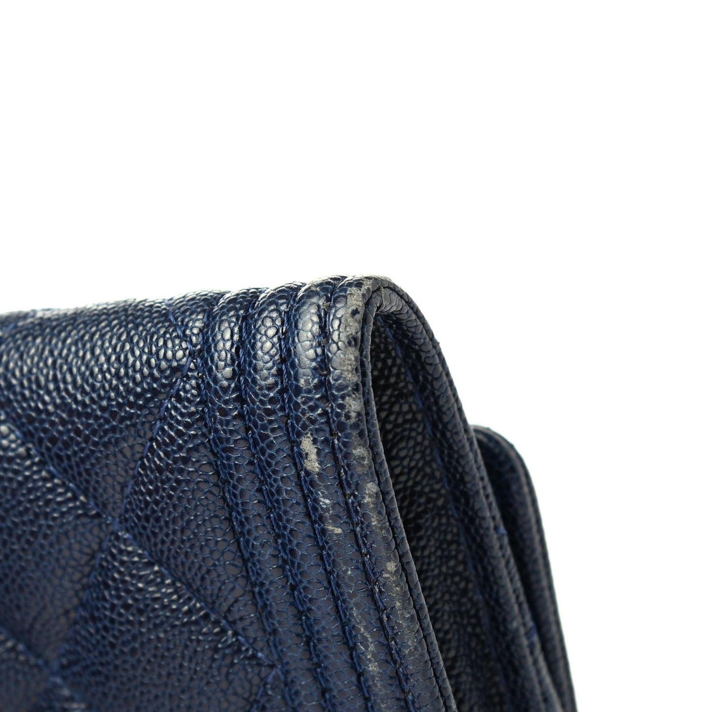 Caviar Quilted Boy Flap Card Holder Blue