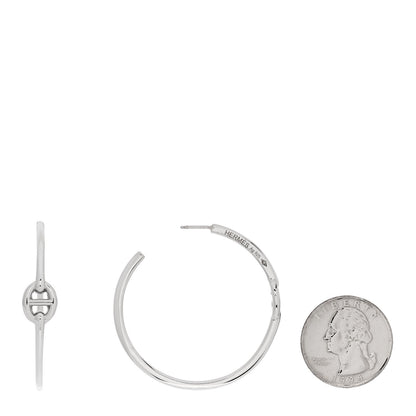 Hermes Sterling Silver GM Chain d'Ancre Enchainee Hoop Earrings 2 of 5