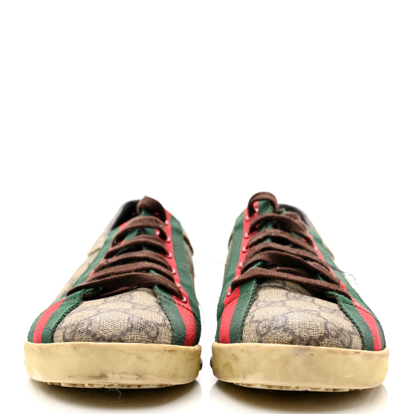 GG Monogram Web Womens Script Sneakers 36 Brown