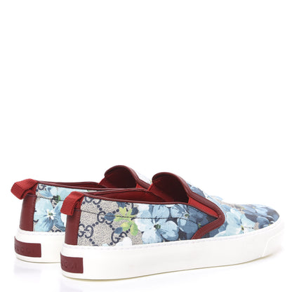 Gucci GG Supreme Monogram Blooms Womens Slip On Sneakers 37.5 Beige Blue Navy Red 4 of 8