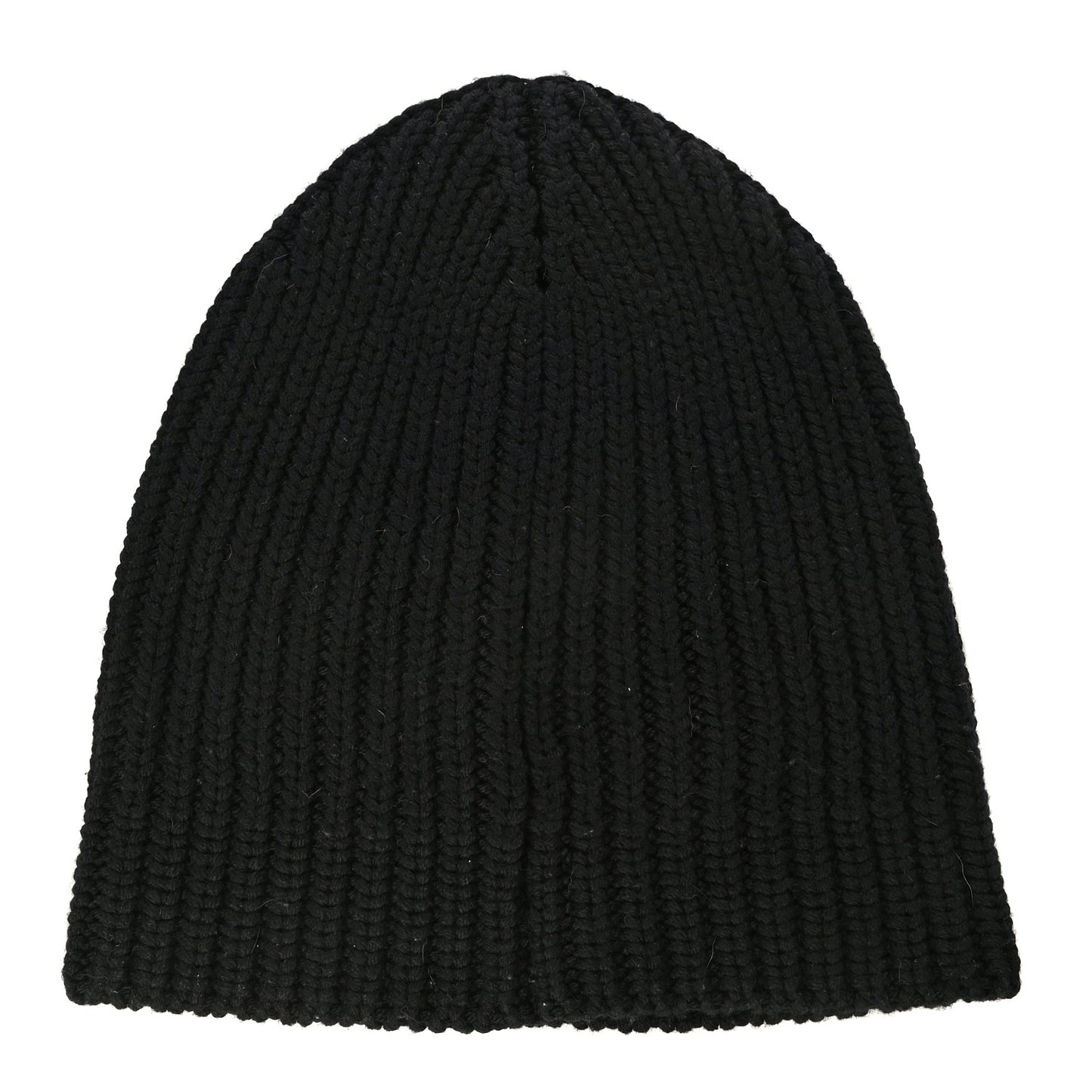 Wool Wolf Embroidered Knit Beanie Hat M Black